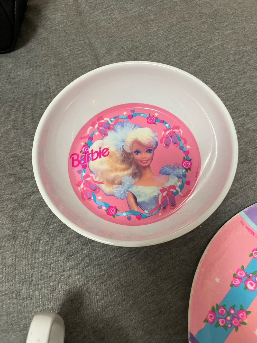 Vintage 1990s Mattel Barbie Melamine Dinnerware & Party Cup Set
